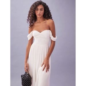 NEW Reformation Violet Midi Dress in Ivory Size 8